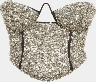 Area Area Black Jersey Crystal-Embellished Corset Top