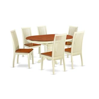 East West Furniture Dining Room Set Buttermilk & Cherry, KEIP7-BMK-W