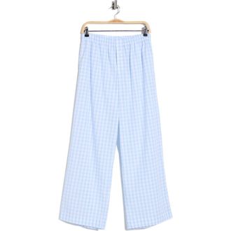 Nordstrom Rack Cotton Poplin Pants in White- Blue Ella Gingham at Nordstrom Rack, Size X-Small