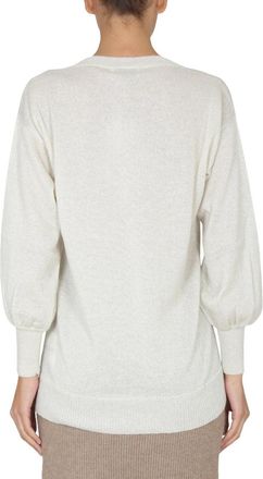 Fabiana Filippi Ribbed V-Neck Sweater - White