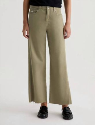 AG - Adriano Goldschmied Saige Mid-Rise Fit Wide Leg Crop Jean In Dusty Sage