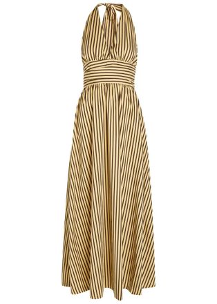 Faithfull The Brand Lido Striped Cotton Maxi Dress - Beige - S (UK8-10 / S)
