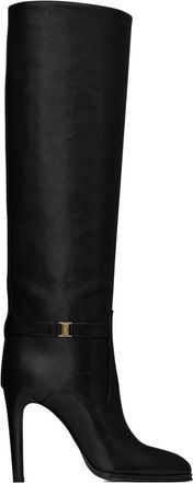 Saint Laurent Linda 100mm pointed-toe boots - women - Fabric/CALFSKIN/Calf Leather - 36 - Black