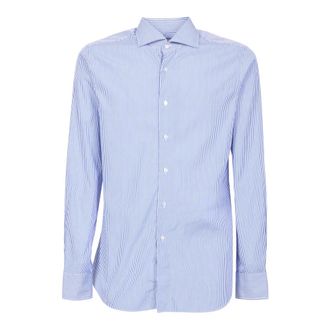 Dell'Oglio Pinstripe overhemd met lange mouwen - Heren - Zakelijke Overhemden - Veelkleurig - 3XL - Katoen - Overhemden
