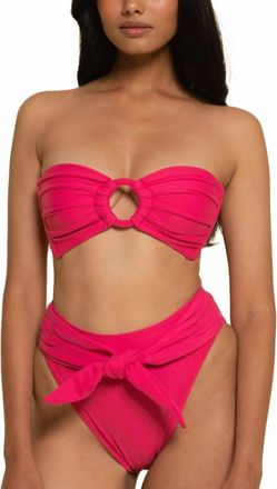 Montce Swim Tori Ties Bandeau Bikini Top In Raspberry