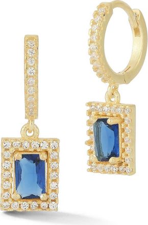 Glaze Jewelry Cubic Zirconia Drop Huggie Hoop Earrings in Gold/blue at Nordstrom Rack