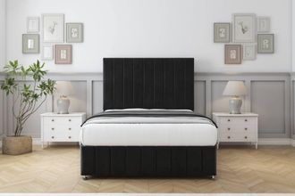 Comfort Beds Sara Plush Divan Base No Drawers - 54 Headboard-Footboard in Black | Size: Small Single