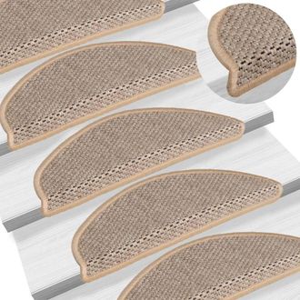Berkfield Home Stair Mats Self-adhesive Sisal-Look 15 pcs 56x17x3 cm Light Beige | Size: Medium