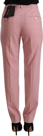 Dolce & Gabbana Womens Virgin Wool Stretch High Waist Trousers Pink Elastane
