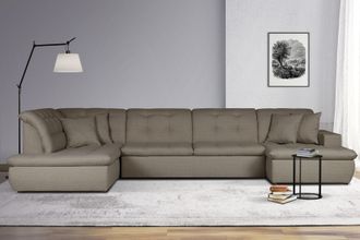 HOME AFFAIRE Wohnlandschaft »BRISBANE NEU U-Form« mit feiner Steppung, Matten-Optik, incl. Zierkissen