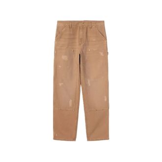Carhartt Work in Progress Carhartt Wip, Straight Trousers, male, Brown, Size: W33 L32 Double Knee Pant