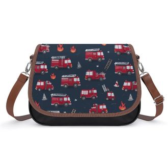 Generic Cartoon Fire Truck Firefighter Fashion Womens Crossbody Bags Novelty Handbag Shoulder Bag Purse