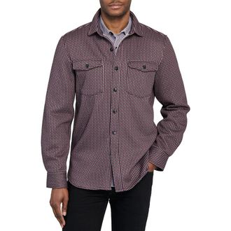 ConStruct Houndstooth Geo Shirt Jacket in Black/red at Nordstrom, Size Xx-Large