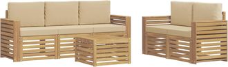 vidaXL Conjunto De Sof&aacute;s De Exterior 6 Uds. Y Beige Poli&eacute;ster Vidaxl