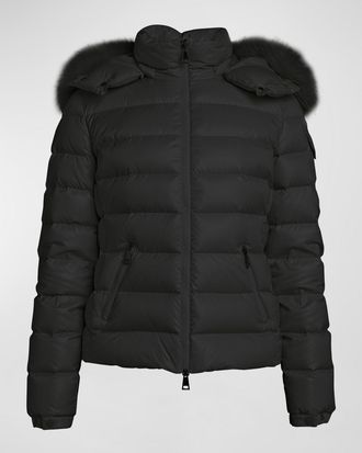 Moncler Badyf Faux Fur-Trimmed Hooded Short Down Jacket