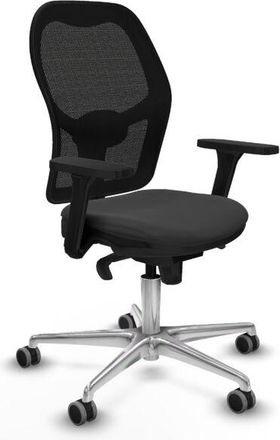 Piqueras y Crespo Jorquera Sincro Malla Negra Similpiel Gris Oscuro Brazos 3d Base Aluminio Ruedas 65mm Engomada