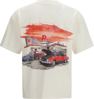Represent Mens 24 Hour Service Graphic T-Shirt Flat White Cotton T-Shirts And Polos