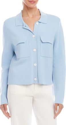 Karen Kane Collared Sweater Jacket in Blue at Nordstrom, Size X-Large