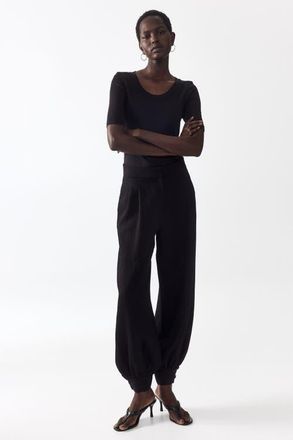 H&M Balloon-leg twill pants in Black at Nordstrom, Size 10
