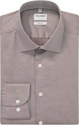 Olymp Olymp, Heren, Overhemden, Bruin, Maat: L Katoen