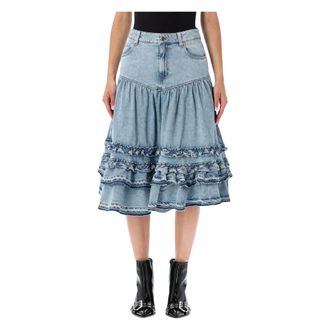 Ganni Dames, Rokken, Blauw, Maat: XS Denim