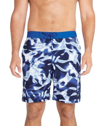Speedo Printed Bondi Basin Boardshorts Mens Blue 9 Inseam Swimwear FTS934