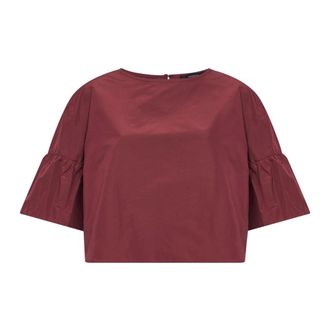 Max Mara Cotton Taffeta Cropped Blouse - female - Weekend Max Mara - Blouses - Red - M - Blouses & Shirts