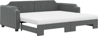 vidaXL Vidaxl - Sof&aacute; Cama Nido Con Colch&oacute;n Tela Gris Oscuro 90x190 Cm
