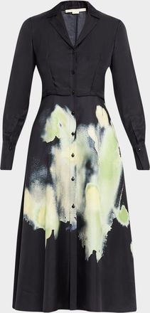 Jason Wu Watercolor Floral Silk Shirtdress