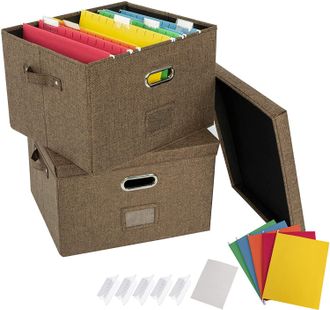 OEM Juego De 2 Cajas De Almacenamiento Plegables Con Tapas R&iacute;gidas