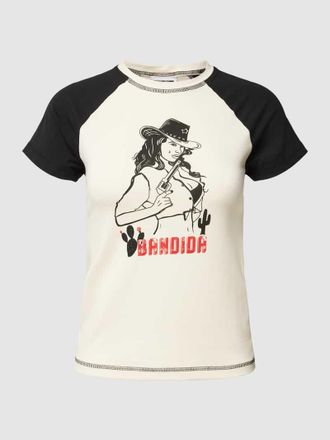 Noisy May T-Shirt mit Motiv- und Statement-Print Modell KATINKA in Offwhite, Größe S