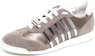 Dsquared2 Grijs/Zilver Su&egrave;de/Satijn Runner Schoen - Dames - Sneakers - Grijs - 37 1/2 EU - Satijn - Schoenen