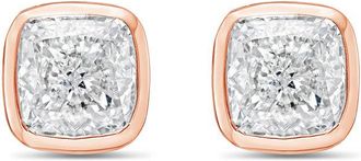 Diana M. Jewels 14KT ROSE GOLD LAB GROWN CUSHION CUT STUDS IN A BEZEL SETTING WEIGHING 7.00 CTS TW