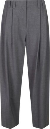 Brunello Cucinelli Tropical Luxe Wolle Broek - Dames - Broeken - Grijs - Maat: M Wol
