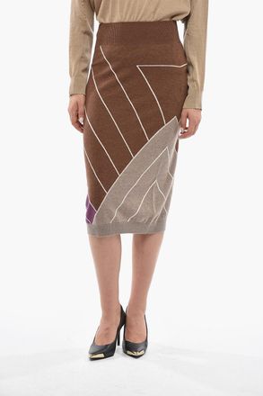 Stella McCartney FRANK STELLA Gonna a Tubino in Lana Vergine Color Block a Righe Stella McCartney