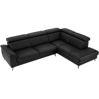Vente-Unique Vente-unique - Divano in Pelle Nero - Angolo a destra - maramba