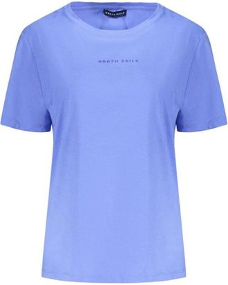 North Sails Tops, Dames, Blauw, S, Katoen, Blauw reliëflogo wijd hals T-shirt