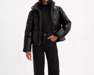 Levi's Faux Leather Bomber Puff Jacket In Black