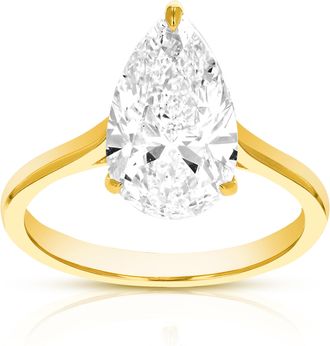 Vir Jewels 5 cttw Pear Lab Grown Diamond Engagement Solitaire Ring in 14K Yellow Gold For Women