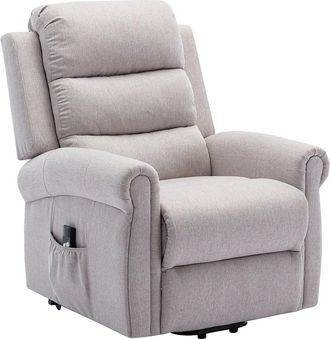 Vente-Unique Sill&oacute;n de masaje de tela con elevador el&eacute;ctrico - Beige - LOVARI