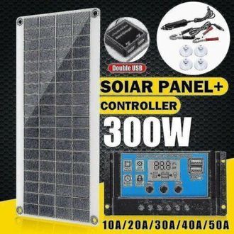 OEM Kit Solar De 300 W: Panel Solar Fotovoltaico Monocristalino Flexible + Controlador De 20 A Para Barcos, Coches, Autocaravanas, Hogares, Cobertizos Y C