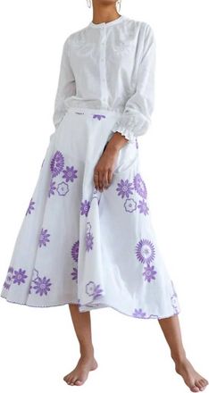 Nimo With Love Primrose Midi Skirt In Purple Flower