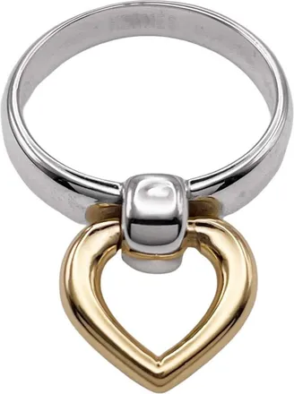 Herm&egrave;s Gold Silver Yellow Gold (18K) Silver 925 Band Ring (Pre-Owned)