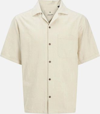 Jack & Jones Mens Jack & Jones Mens Bluluke Jacquard Resort Short Sleeve Shirt - Tan - Size: 44/Regular