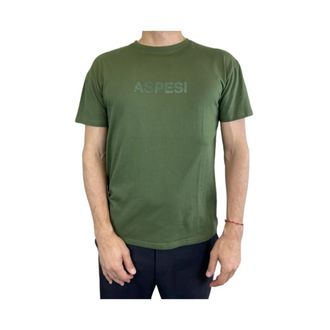 Aspesi Tops, Heren, Groen, 2Xl, Katoen, Groen T-shirt met Korte Mouwen