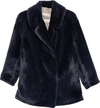 Herno Cappotto in ecopelliccia effetto castoro - - Coats - Donna - Blu - XS