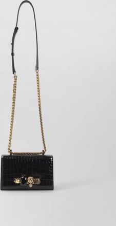 Alexander McQueen mini croco clutch bag gold hardware
