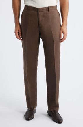 Nordstrom Henrik Trim Fit Italian Linen Suit Separate Pants in Brown Cocoa at Nordstrom, Size 42