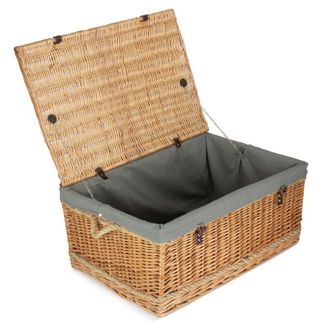 Red Hamper 72cm Rope Handled Cotton Lined Wicker Trunk in Grey