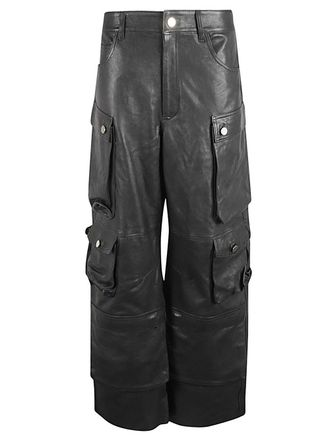 FERMAS Womens Leather Cargo Pants